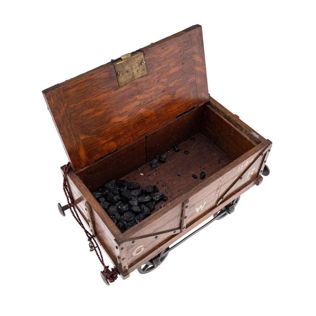 ANTIQUE 20thC EDWARDIAN OAK GWR RAILWAY LOCOMOTIVE TENDER BOX c.1900 - 7