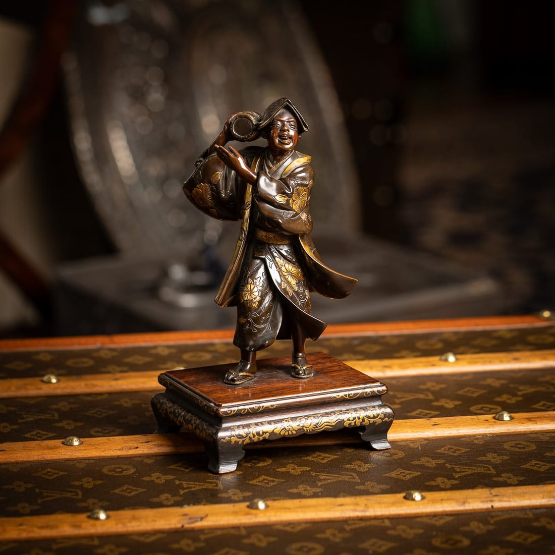 ANTIQUE 19thC JAPANESE GILT BRONZE FIGURE OF A KAWARABAN BY MIYAO EISUKE COMPANY C.1890 - 2