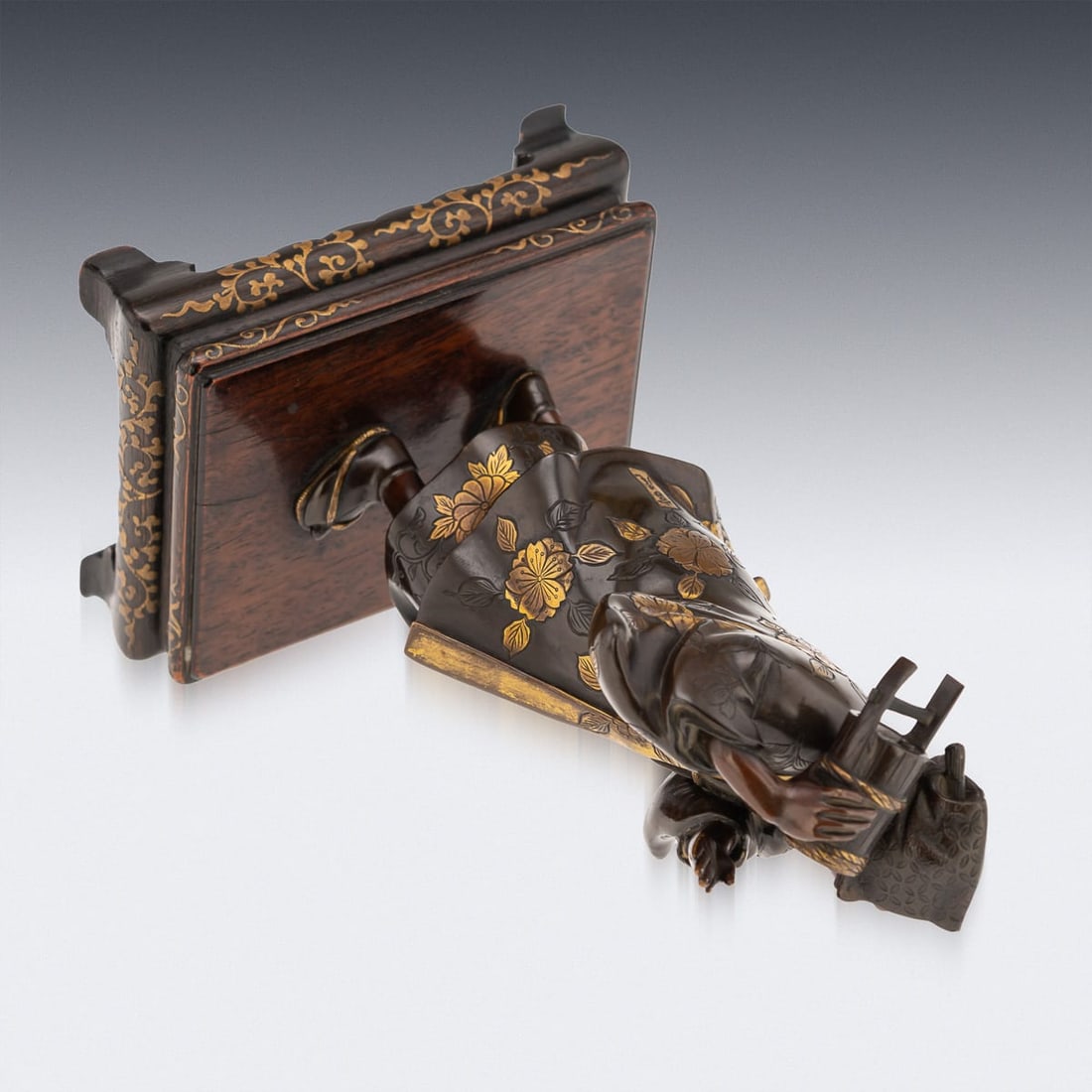 ANTIQUE 19thC JAPANESE GILT BRONZE FIGURE OF A KAWARABAN BY MIYAO EISUKE COMPANY C.1890 - 8