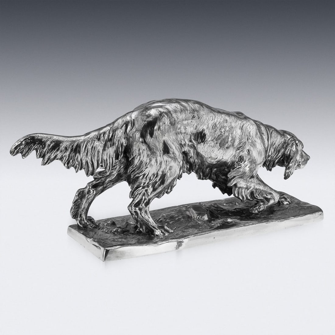 ANTIQUE 20thC CONTINENTAL SILVER PLATED HUNTING "SETTER DOG" STATUE c.1910 - 5