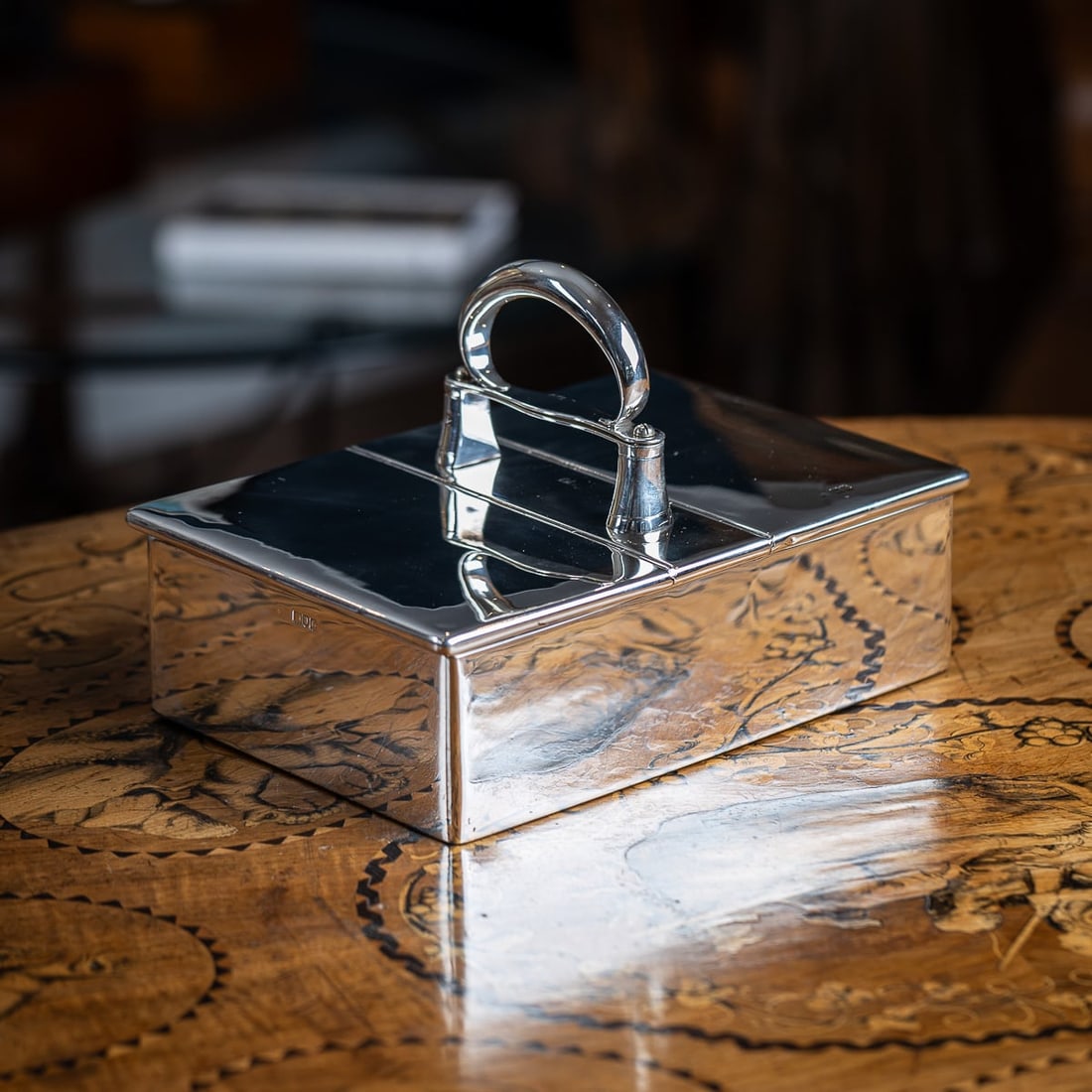 ANTIQUE 20thC EDWARDIAN SOLID SILVER CIGAR BOX, LONDON c.1909 - 2