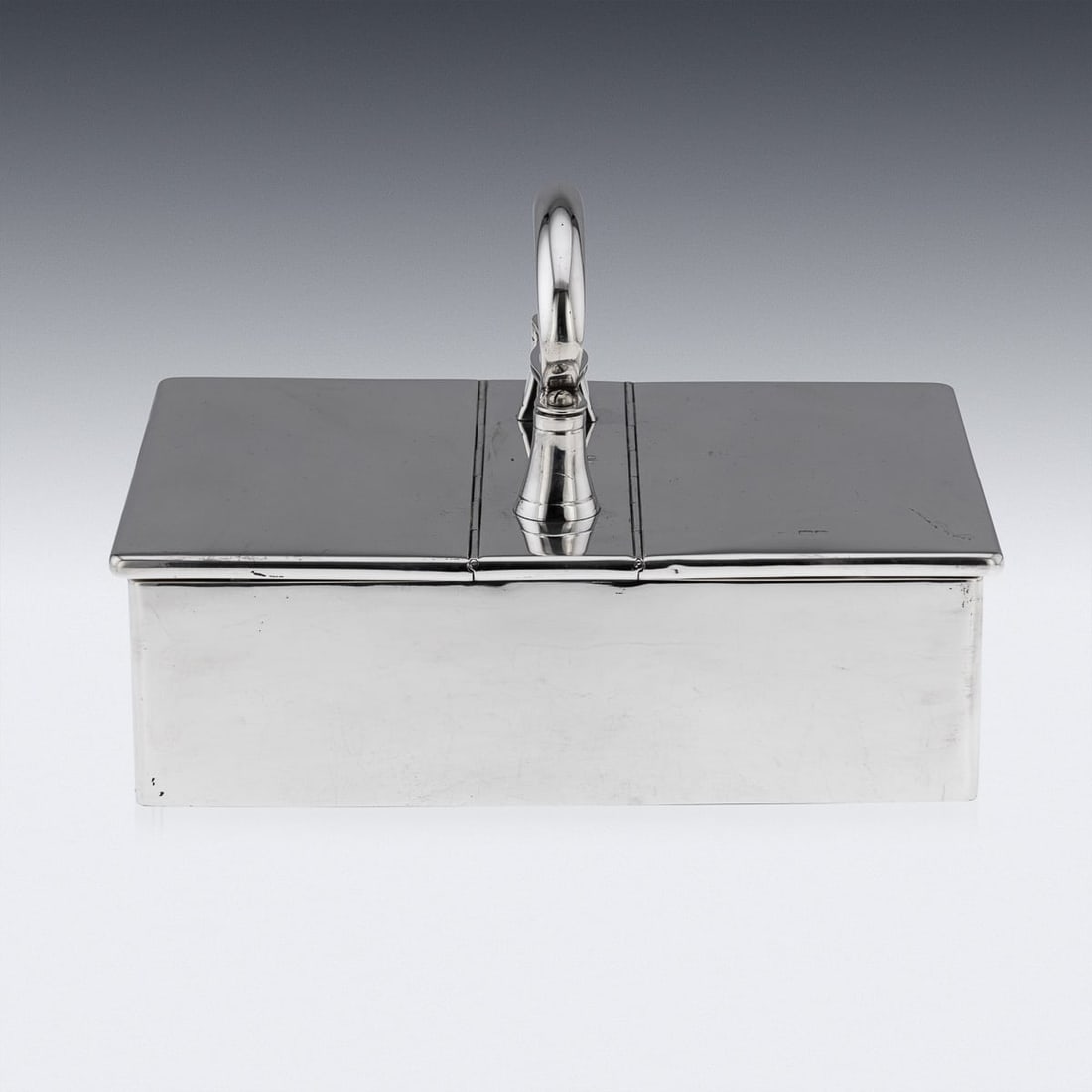 ANTIQUE 20thC EDWARDIAN SOLID SILVER CIGAR BOX, LONDON c.1909 - 3