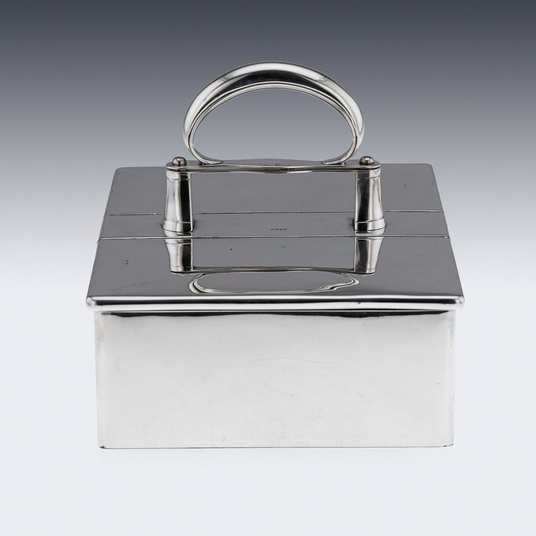 ANTIQUE 20thC EDWARDIAN SOLID SILVER CIGAR BOX, LONDON c.1909 - 4