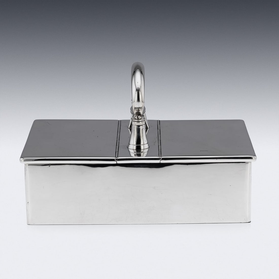 ANTIQUE 20thC EDWARDIAN SOLID SILVER CIGAR BOX, LONDON c.1909 - 5