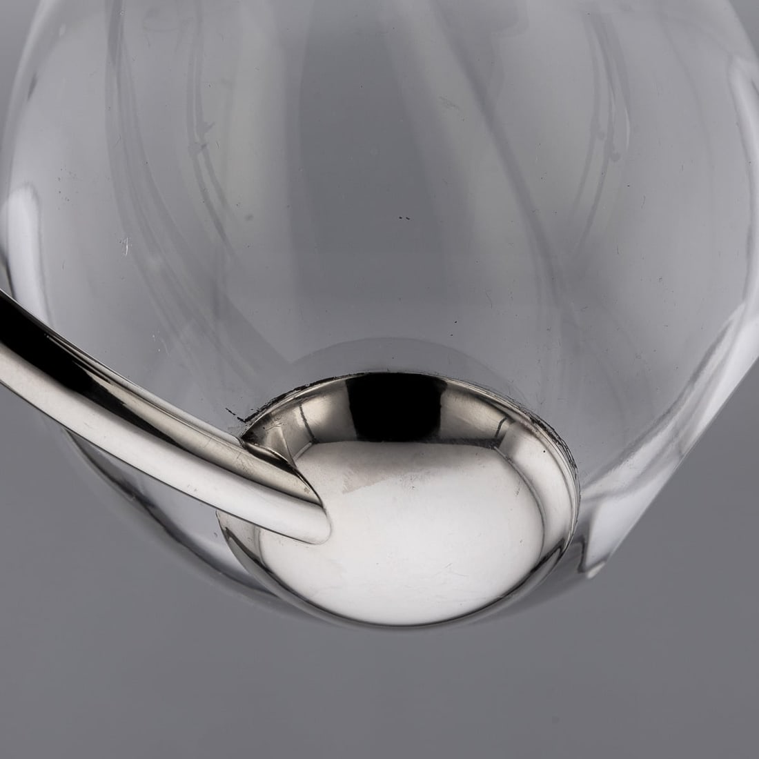 MODERN 21stC BRITISH SOLID SILVER MOUNTED GLASS WINE JUG, ASPREY c.2004 - 12