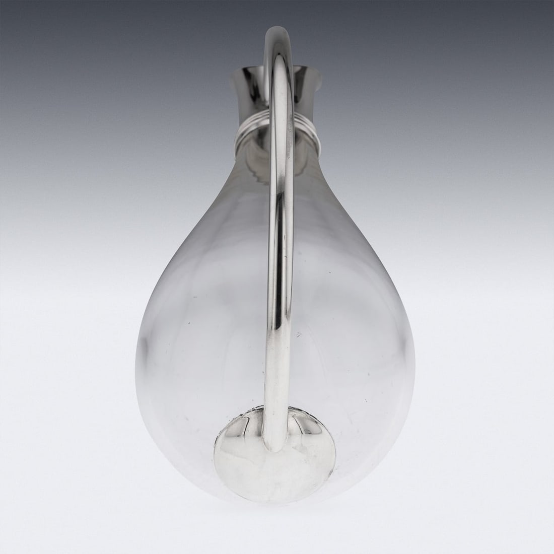 MODERN 21stC BRITISH SOLID SILVER MOUNTED GLASS WINE JUG, ASPREY c.2004 - 4