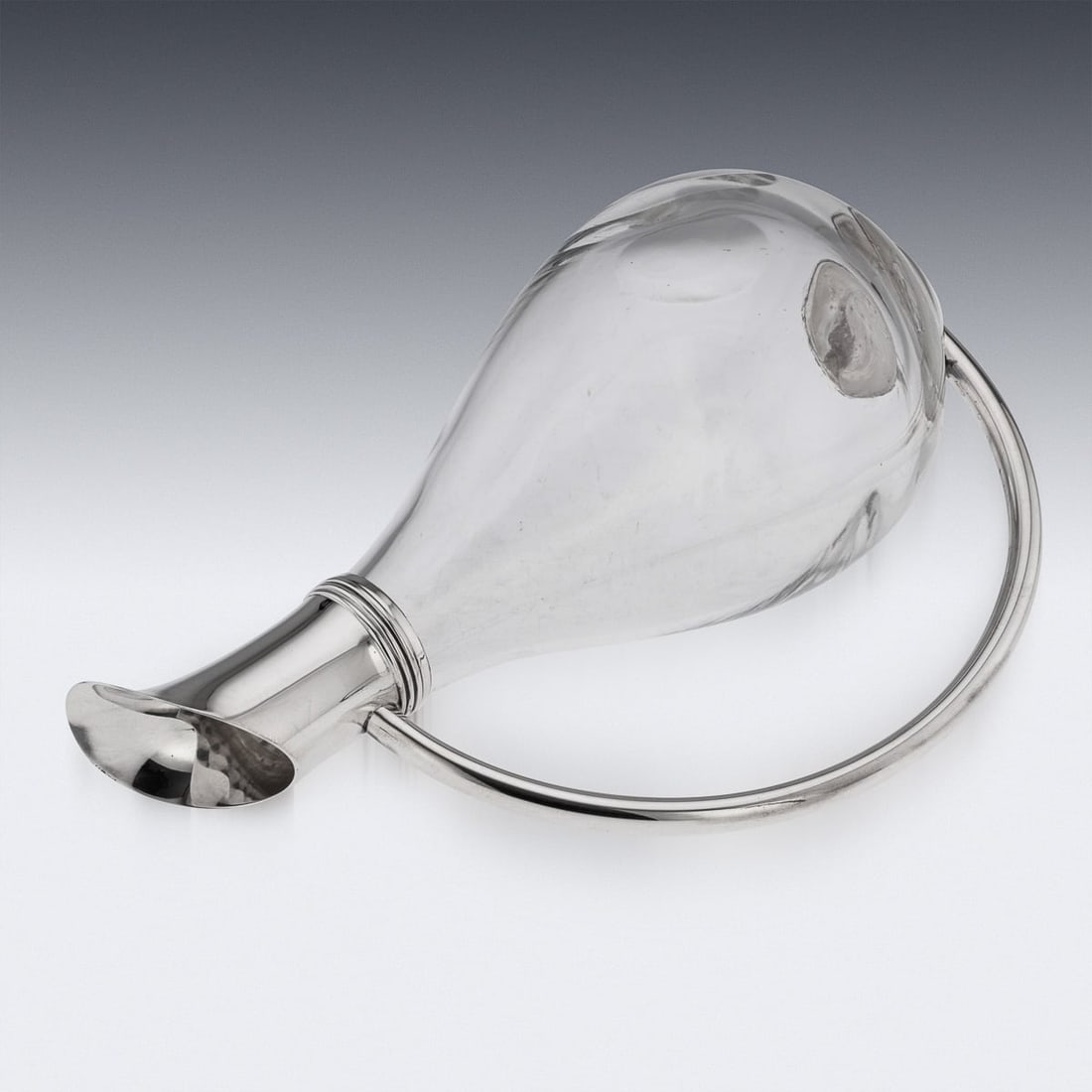 MODERN 21stC BRITISH SOLID SILVER MOUNTED GLASS WINE JUG, ASPREY c.2004 - 7