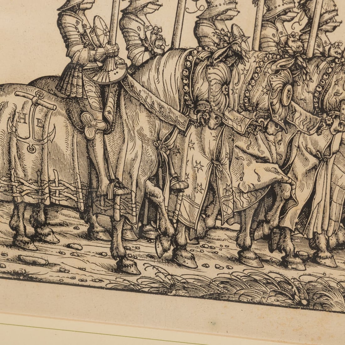 ANTIQUE 19thC GERMAN SET OF THREE FRAMED WOODCUTS FROM "TRIUMPHS OF MAXIMILIAN" - 7