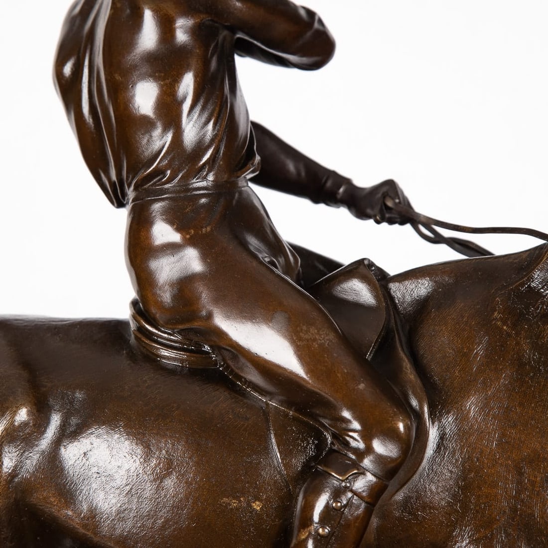 ANTIQUE 19thC FRENCH BRONZE OF A POLO PLAYER, JOSEPH CUVELIER c.1870 - 16