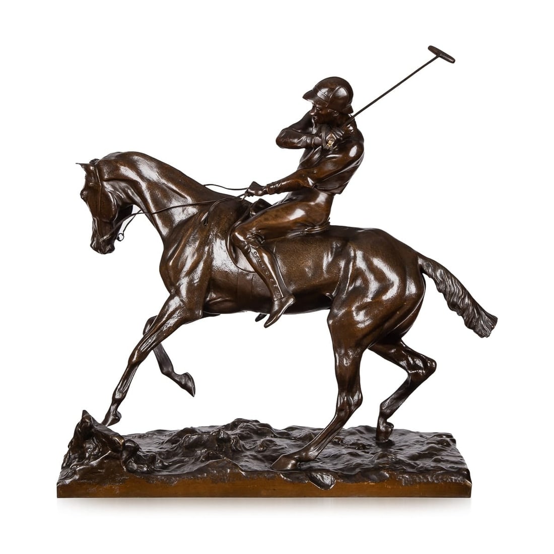 ANTIQUE 19thC FRENCH BRONZE OF A POLO PLAYER, JOSEPH CUVELIER c.1870 - 2