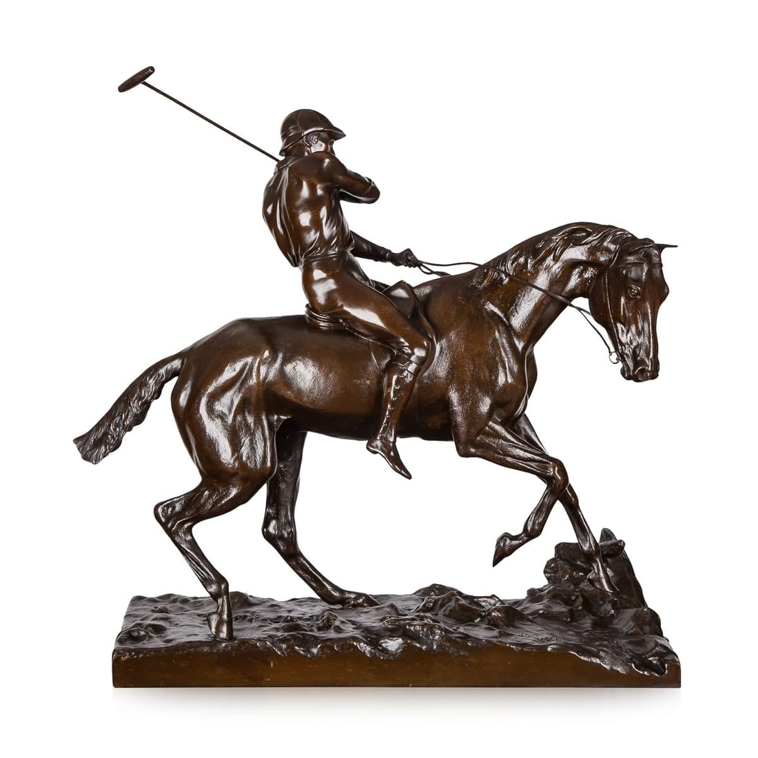 ANTIQUE 19thC FRENCH BRONZE OF A POLO PLAYER, JOSEPH CUVELIER c.1870 - 3