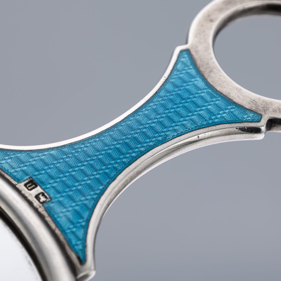 ANTIQUE 20thC ENGLISH SOLID SILVER & GUILLOCHÉ ENAMEL MAGNIFYING GLASS c.1912 - 10