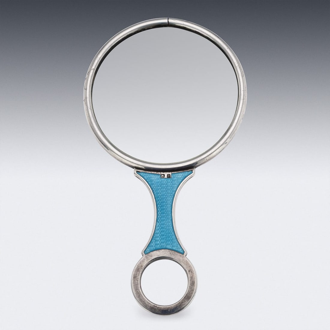 ANTIQUE 20thC ENGLISH SOLID SILVER & GUILLOCHÉ ENAMEL MAGNIFYING GLASS c.1912 - 3