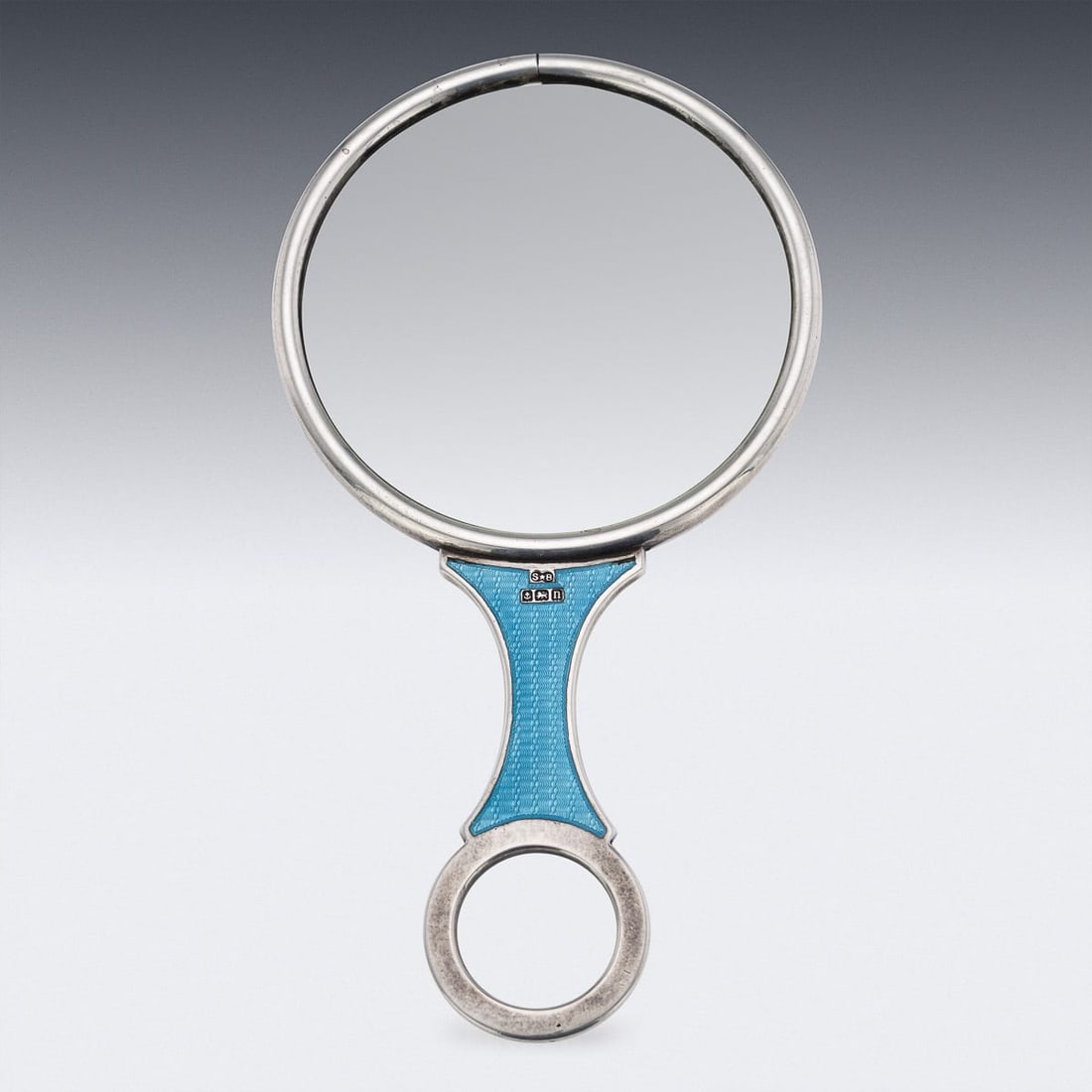 ANTIQUE 20thC ENGLISH SOLID SILVER & GUILLOCHÉ ENAMEL MAGNIFYING GLASS c.1912 - 5