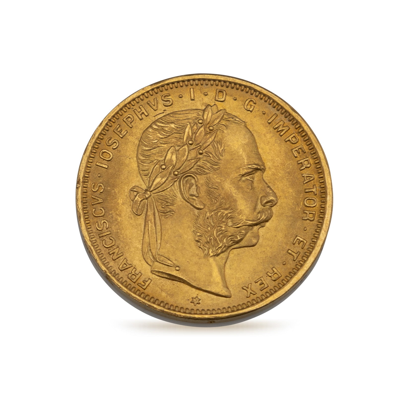 ANTIQUE 19thC AUSTRIAN 900/1000 PURITY GOLD 20 FRANCS COIN, FRANZ JOSEPH I c1892 (1 of 2)