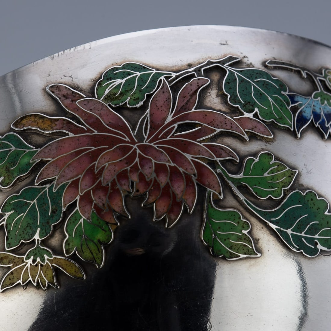 ANTIQUE 19thC RARE CHINESE EXPORT SOLID SILVER & ENAMEL BOWL, WANG HING c.1890 - 9