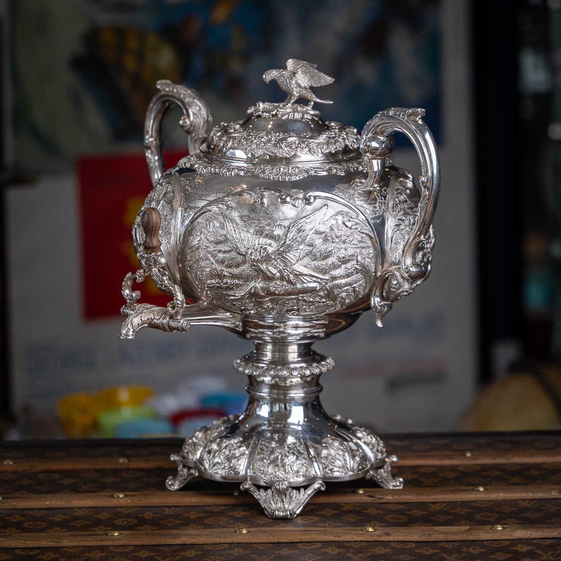 ANTIQUE 19thC WILLIAM IV SOLID SILVER HOT WATER KETTLE / SAMOVAR, LONDON c.1837 - 2