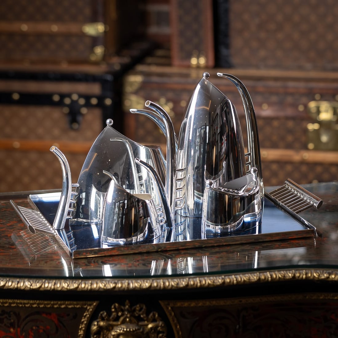 VINTAGE 20thC ITALIAN SILVER PLATED FIVE PIECE TEA SET BY SABATTINI - 2