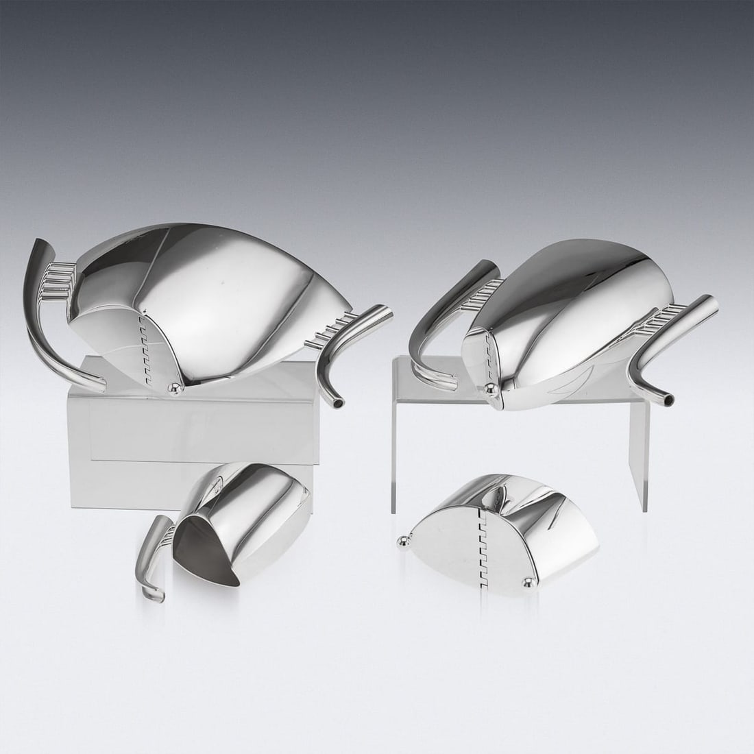 VINTAGE 20thC ITALIAN SILVER PLATED FIVE PIECE TEA SET BY SABATTINI - 8