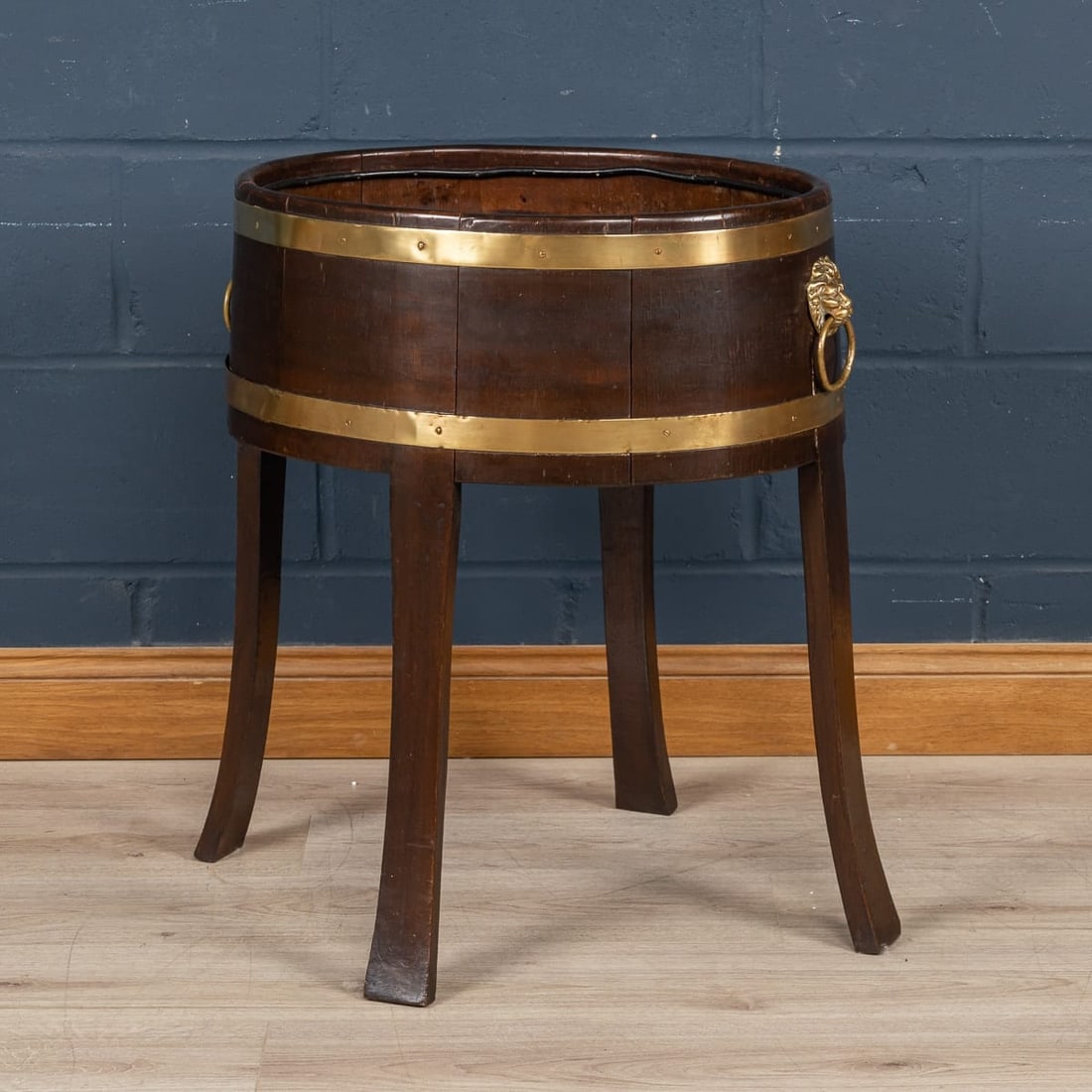 A MID 20thC ENGLISH OAK & BRASS BOUND JARDINIERE c.1940 - 2