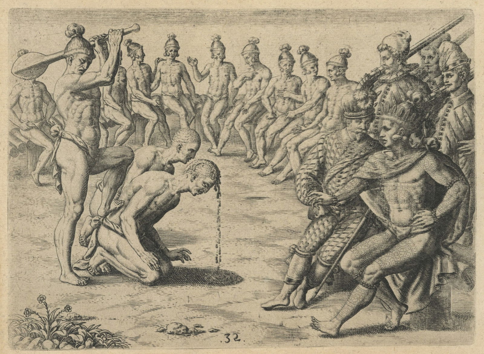 How Sentinels are Punished for Sleeping on Their Posts De Bry Grand voyages (1 of 3)