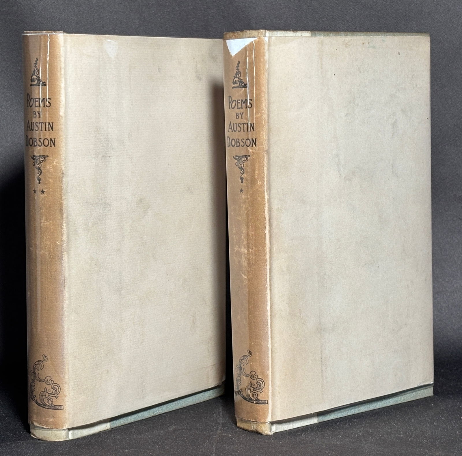 Austin Dobson: Poems (1895) #11/50 signed by author, William Strang, Lalauze: Poems on Several Occasions. New York: Dodd, Mead, 1895. Two volumes, 'new edition, revised and enlarged' no. 11 of 50 copies with various original pencil signatures of author and illustrators; with et
