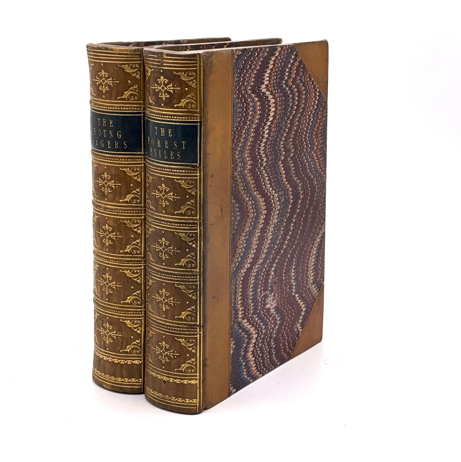 Mayne Reid: The Forest Exiles (1855) & The Young Yagers (1857), 1st eds, handsome leather bindings (1 of 7)
