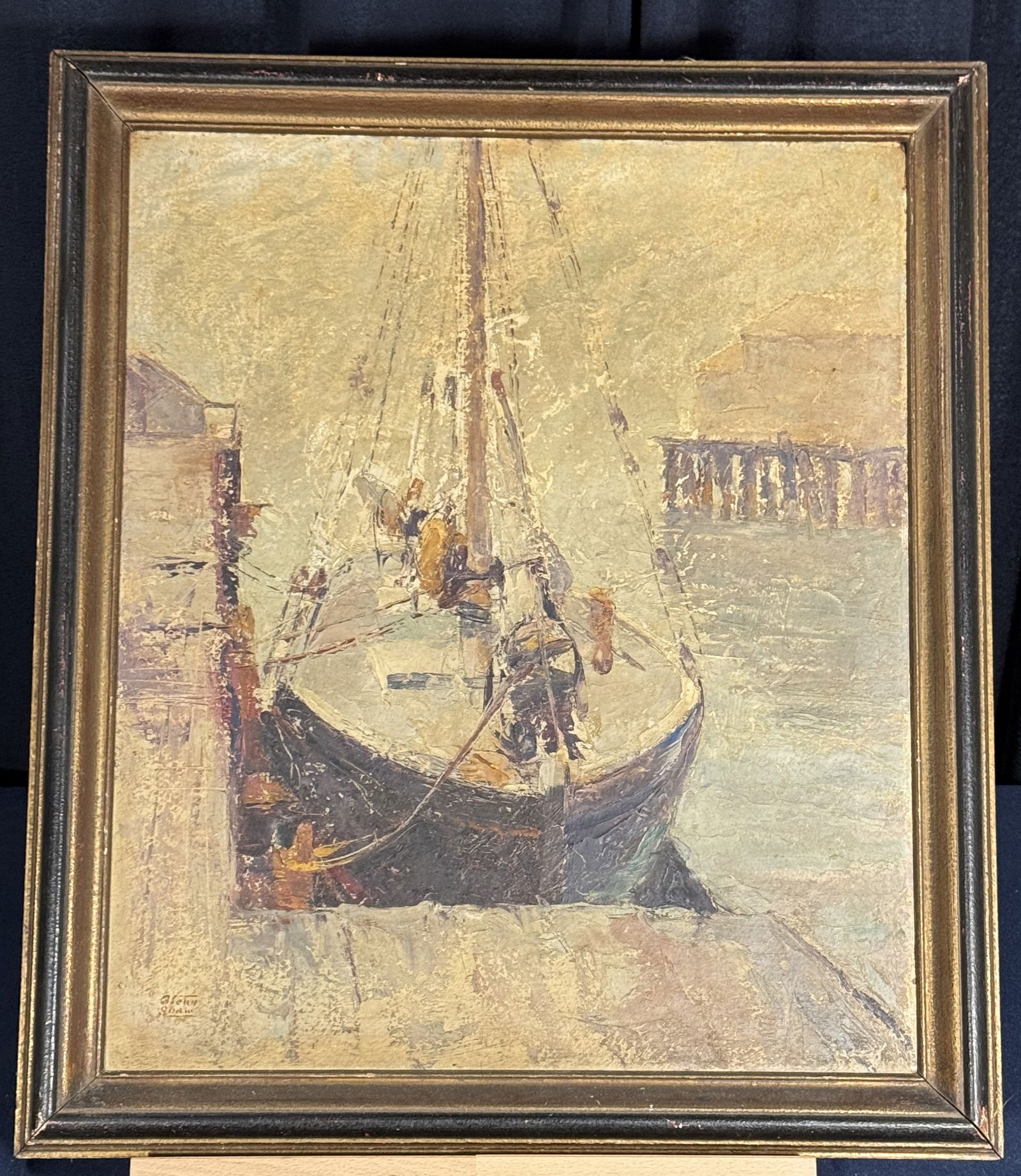 Glen Shaw Impressionistic Painting of Sailboat at Dock (1 of 3)
