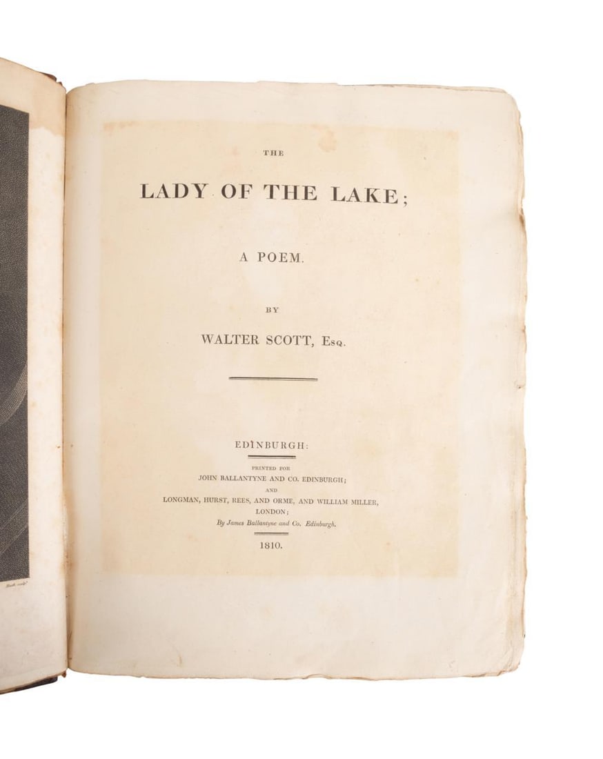 LITERATURE - Sir Walter Scott - The Lady of the Lake, First Edition (1810): LITERATURE - Sir Walter Scott - The Lady of the Lake, First Edition (1810) SCOTT, Walter (Sir Walter Scott) (1771–1832). The Lady of the Lake: A Poem. Edinburgh: John Ballantyne and Co., 1810.