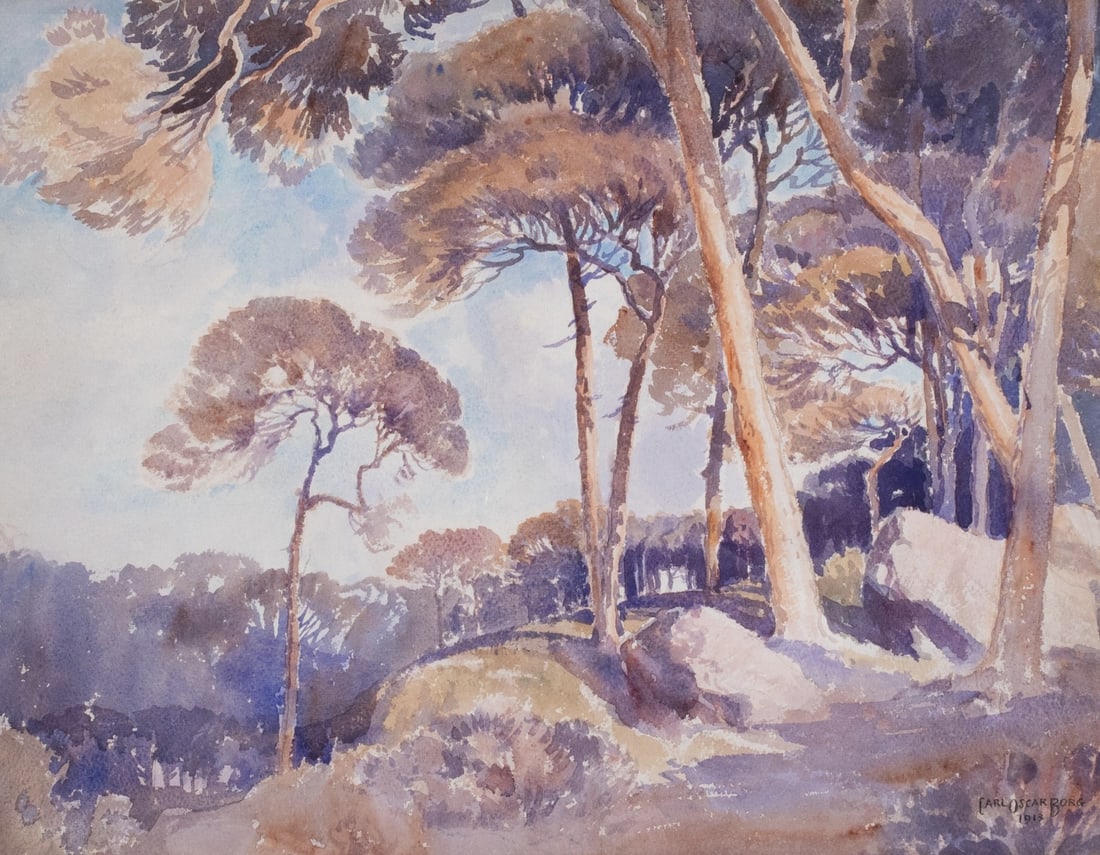 WESTERN ART - Carl Oscar Borg - Big Sur, 1913 - WATERCOLOR ON PAPER, 20x25 (1 of 5)