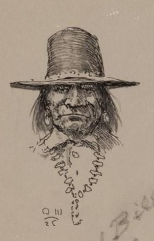 WESTERN ART - Olaf Carl Wieghorst (1899-1988), Indian with Necklace, Pen and Ink on Paper, 7x5 (1 of 3)