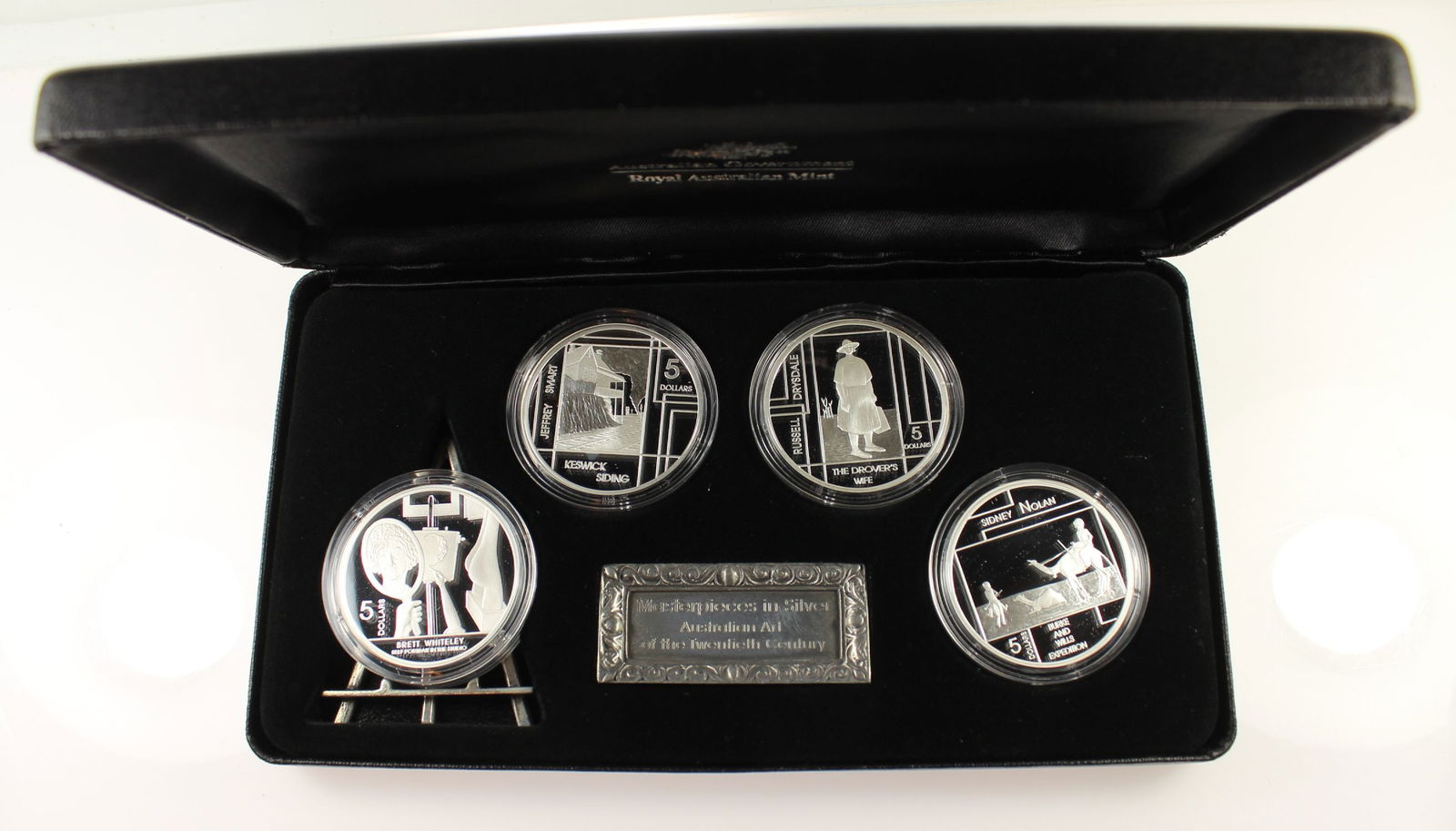 Australia 2006 'Art of the 20th C - Masterpieces I' Proof Silver (999) Five Dollars, FDC (4 coins): "Brett Whiteley, Jeffrey Smart, Russell Drysdale, Sidney Nolan" Size ASW 4 Troy ozs Medium Coins, Monies & Stamps Exhibited Coins, Australia & New Zealand