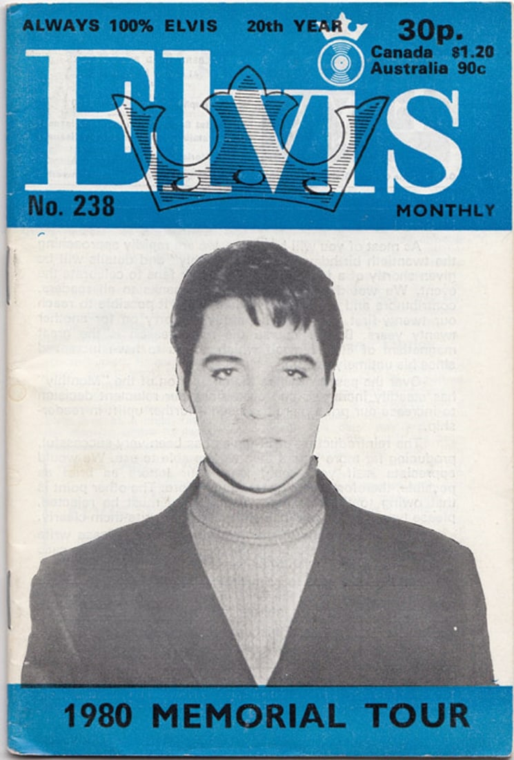 'Elvis' Monthly No. 238 (November 1979) - Posthumous edition: '1980 Memorial Tour' Medium Memorabilia Provenance Published by World Distributors (Manchester) Ltd.