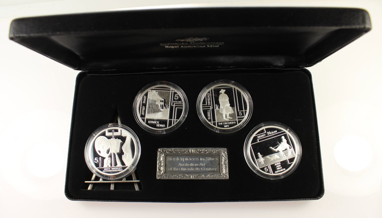 Australia 2006 'Art of the 20th Century - Masterpieces I' Proof Silver (999) $5's, FDC (4 coins): "Brett Whiteley, Jeffrey Smart, Russell Drysdale, Sidney Nolan" Size ASW 4 Troy ozs Medium Coins, Monies & Stamps Exhibited Coins, Australia & New Zealand