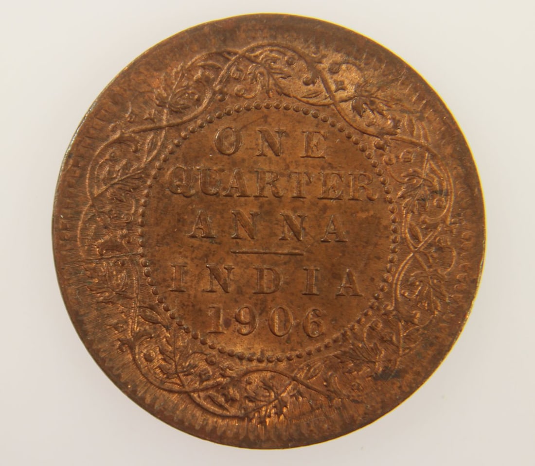 India (British) 1906 Bronze 1/4 Anna, Choice Uncirculated: Edward VII Medium Coins, Monies & Stamps Exhibited Coins, Asia