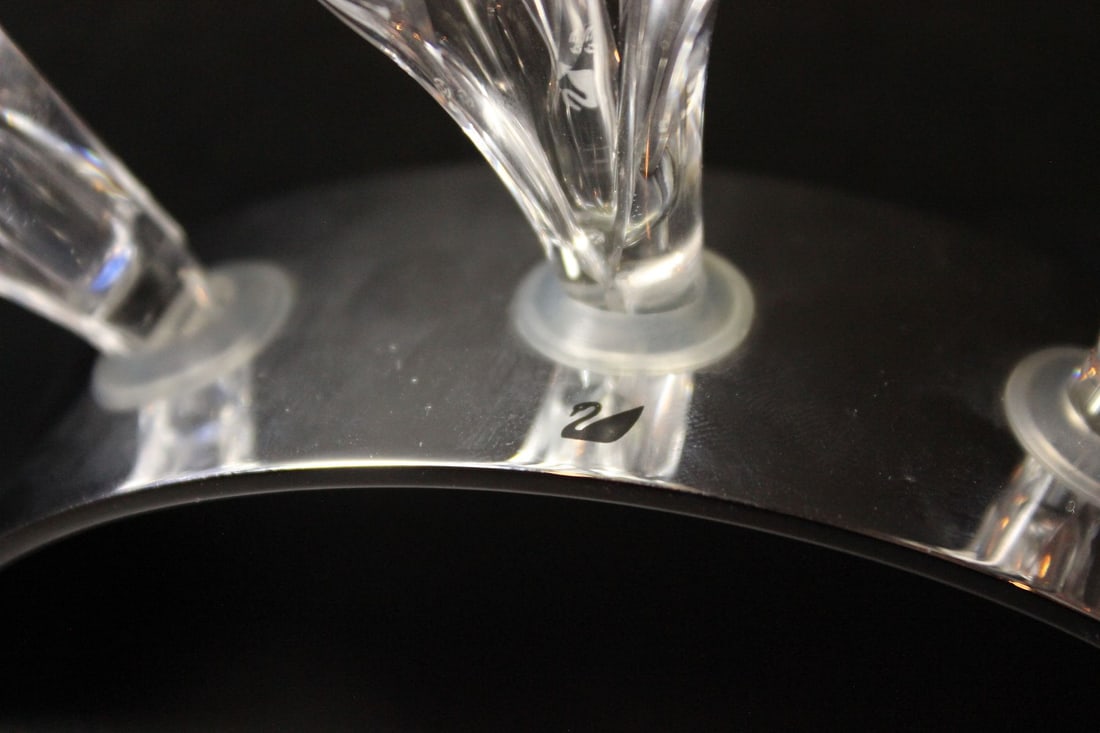 Swarovski Silver Crystal Tulips (3) on Mirrored Silver Stand (1 of 4)