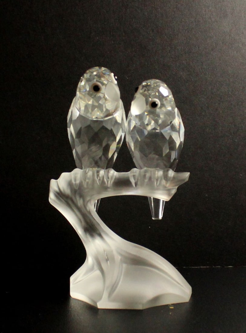 Swarovski Silver Crystal Love Birds Figurine: SCS Limited edition, 1987 Size Stands 10.5cms Medium Glass Provenance Swarovski