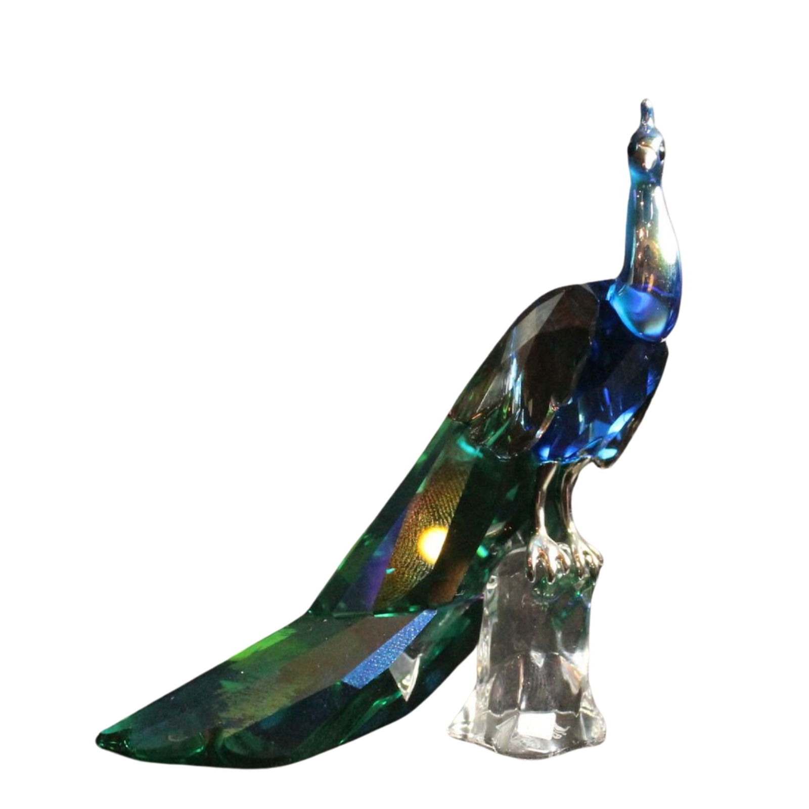 Swarovski Silver Crystal Figurine of a Blue iridescent Peacock (1 of 1)
