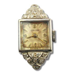 Vintage Woman's 'Lavina' Deco Watch in 18ct White Gold with Diamond sprays (1 of 3)