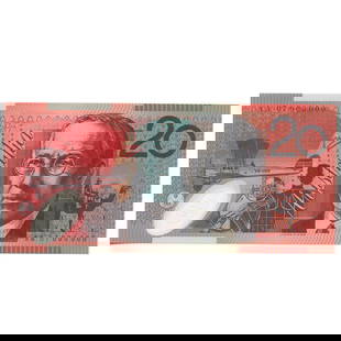 Australia 'Stevens - Henry' Unique First Prefix AA07 000000 $20 (2007), Uncirculated: Ex the Reserve Bank Governor's Specimen Sheet (40) Medium Coins, Monies & Stamps Exhibited Paper Money, Australia & New Zealand