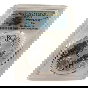 Australia 2023 'Kookaburra - First Strike' Silver (9999) $1, PCGS MS70: In APMEX Holder Size ASW Troy oz Medium Coins, Monies & Stamps Exhibited Coins, Australia & New Zealand
