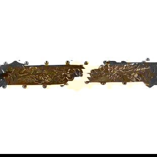 Exquisite Antique Bar Brooch in 15ct Yellow Gold with small Ruby in centre Shield: Housed in original Box from List Brothers, Johannesburg, South Africa Size Total weight 3.03gms : Length 4.5cms Medium Pins & Brooches