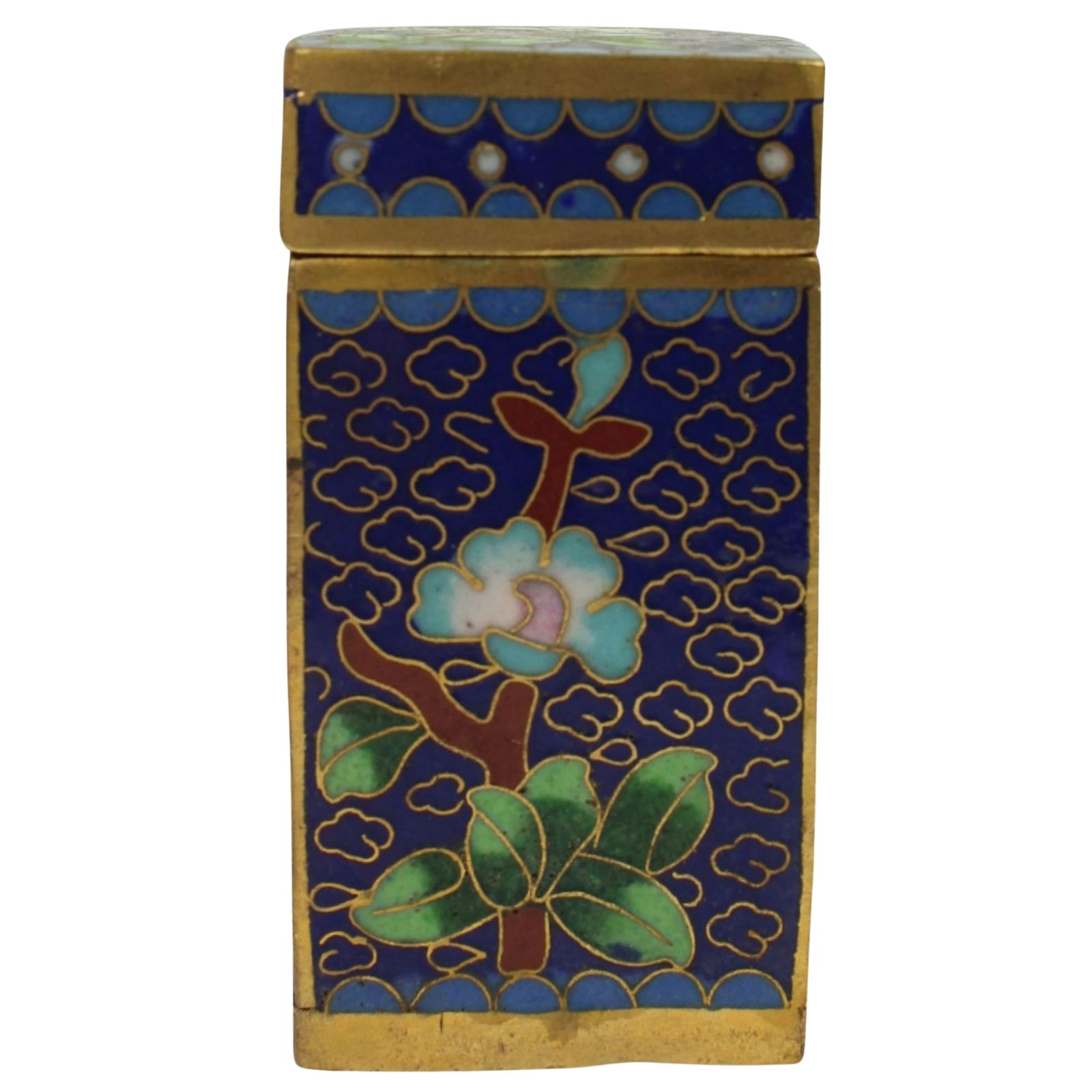 Small Chinese Square Cloisonne Canister (1 of 4)