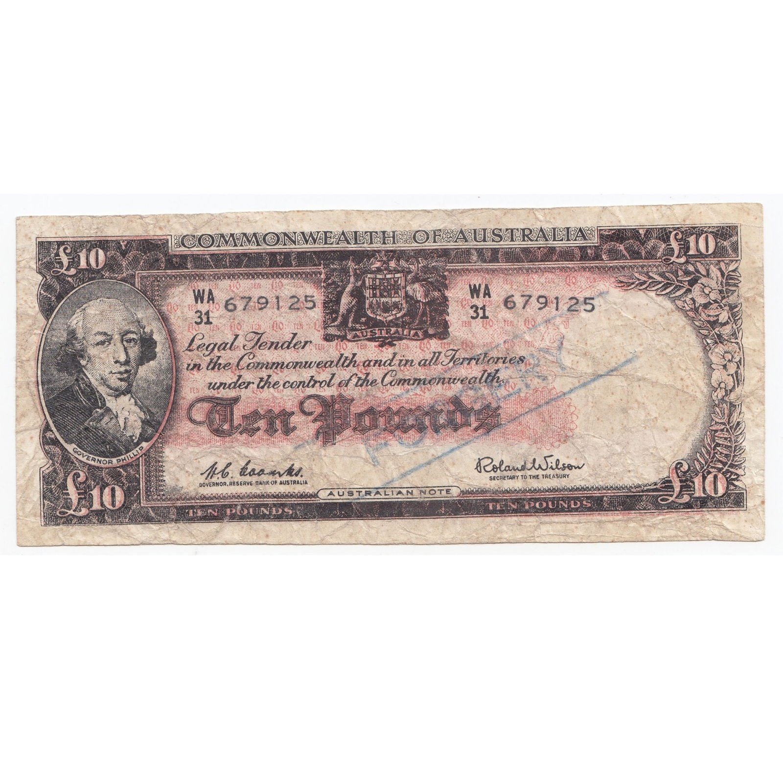 Australia 'Coombs - Wilson' 1961 £10 Forgery, Fine: Renniks# 63 : Serial# WA/31 679125 Medium Coins, Monies & Stamps Literature The famous Australian race caller Ken Howard would often declare you can bet London to a brick when he was confident a horse