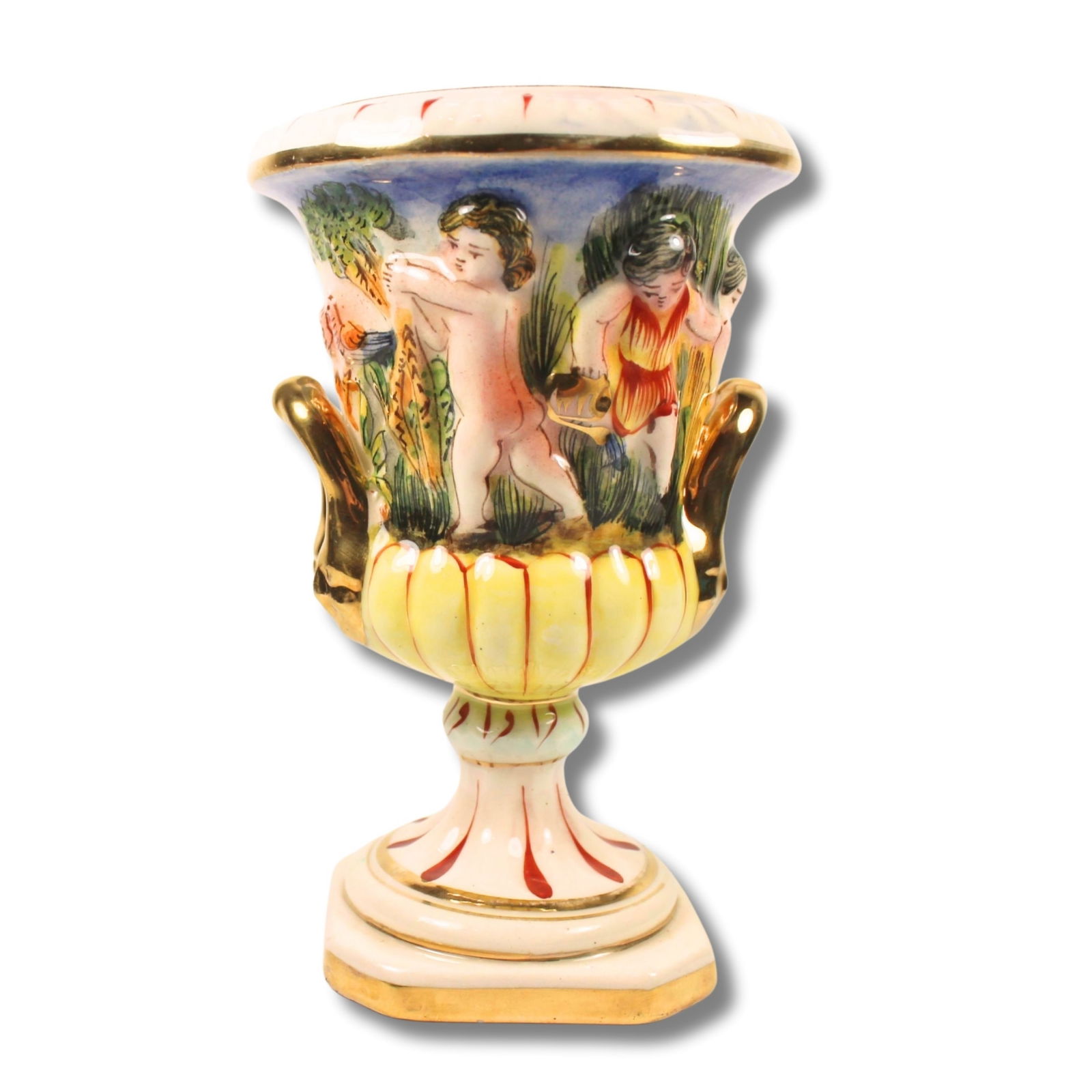 Vintage Capodimonte Urn  with Hand-painted Cherubic Design (1 of 4)