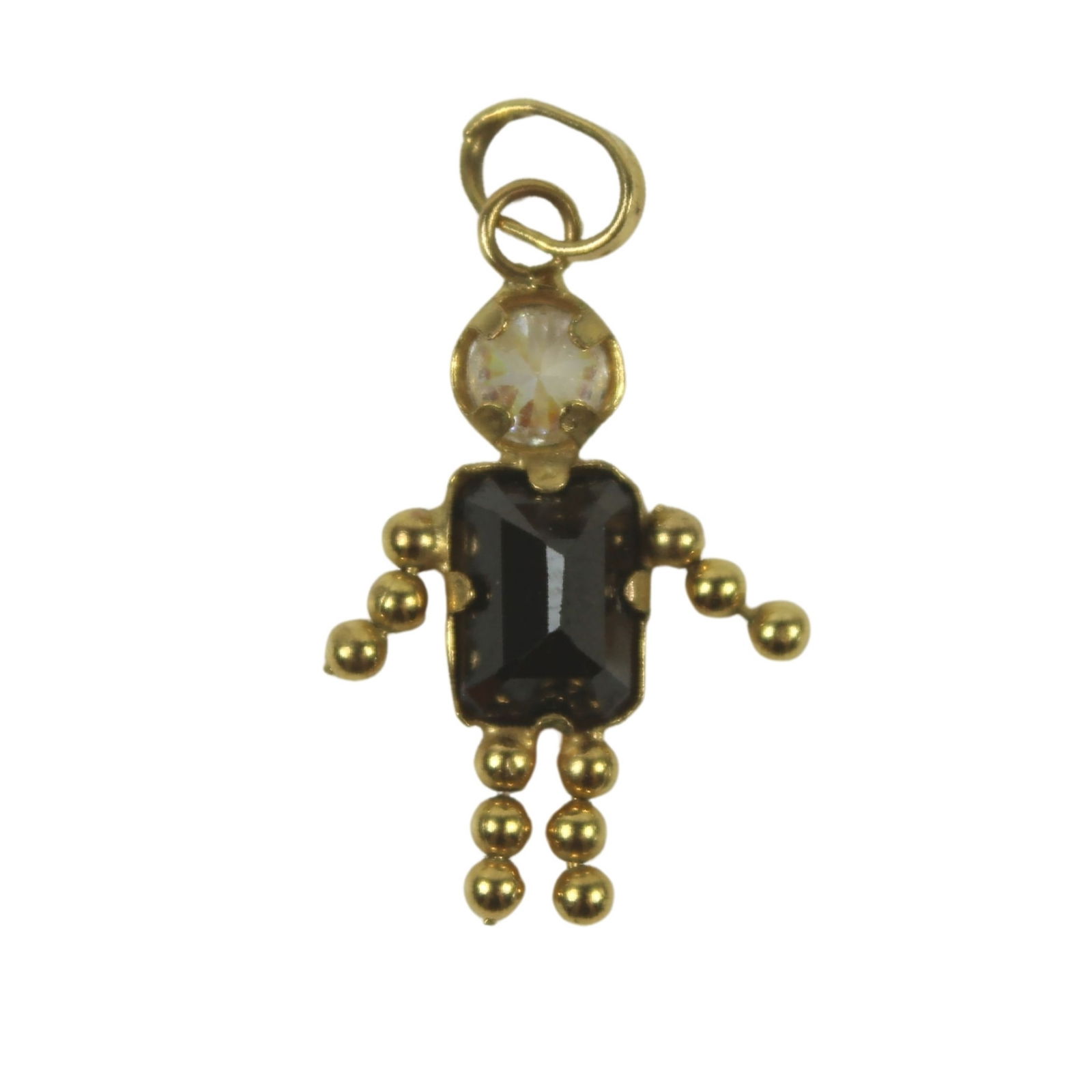 Charm in 9ct Yellow Gold with Black & White Crystals (1 of 1)