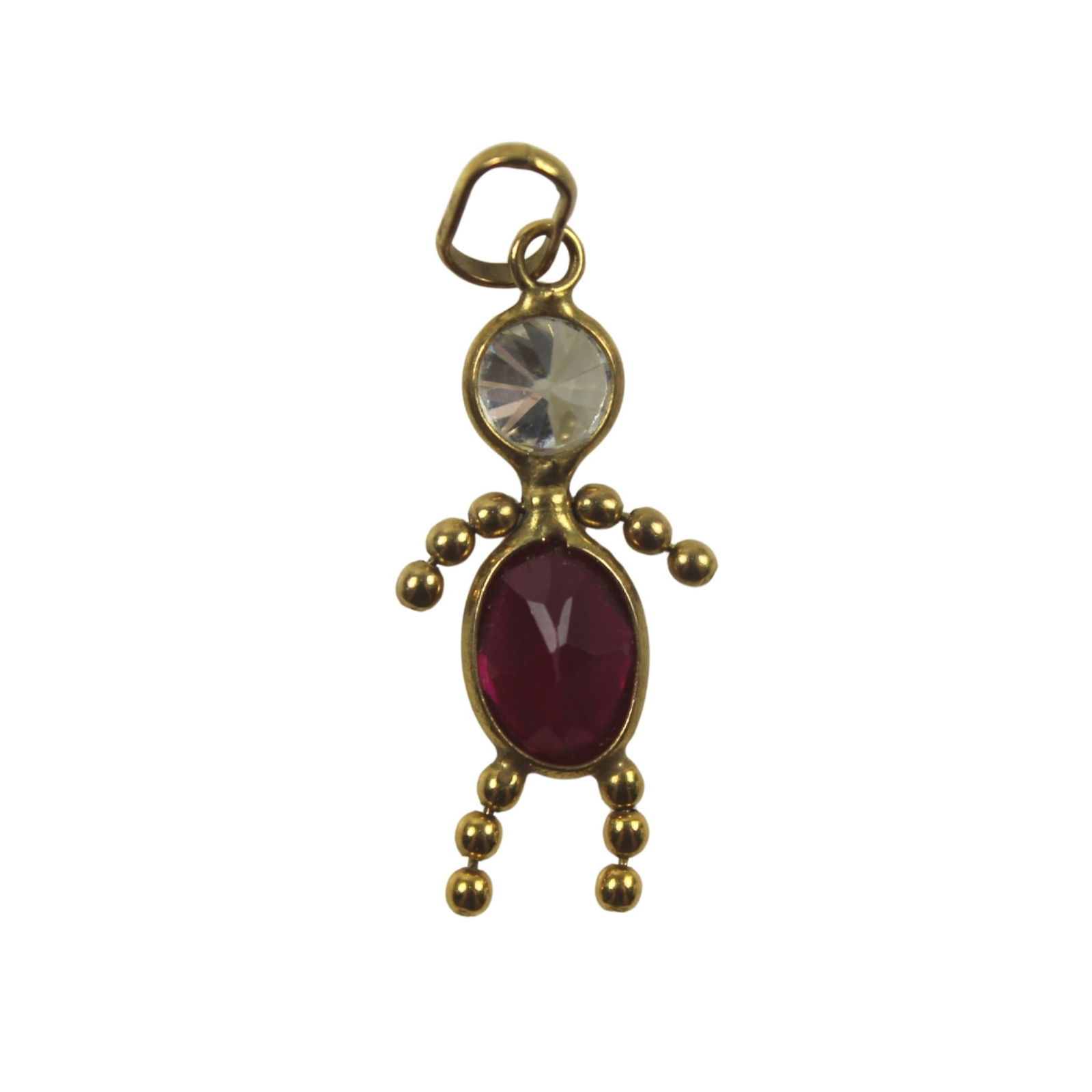 Charm in 9ct Yellow Gold with Red & White Crystals (1 of 1)
