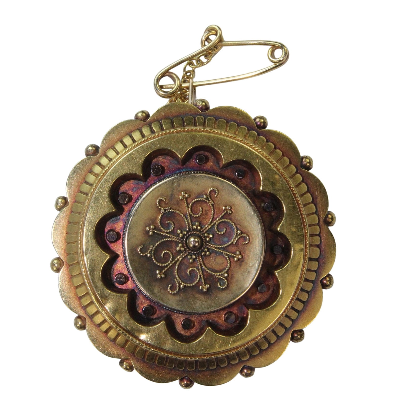 Antique Mourning Brooch in 15ct Yellow Gold with Rose Gold elements (1 of 2)