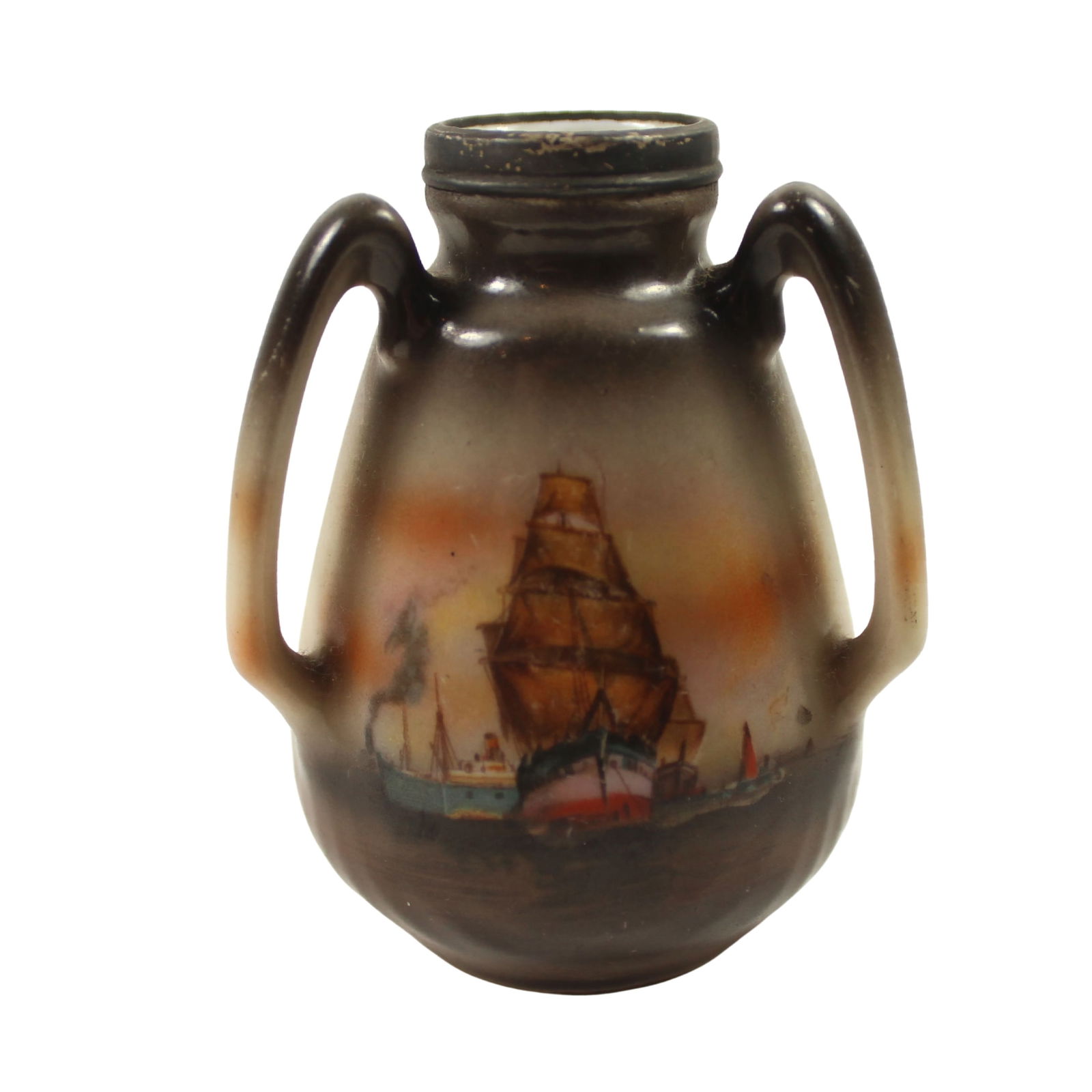 Royal Bayreuth Hand-painted Miniature Vase with Silver (925) Rim (1 of 4)