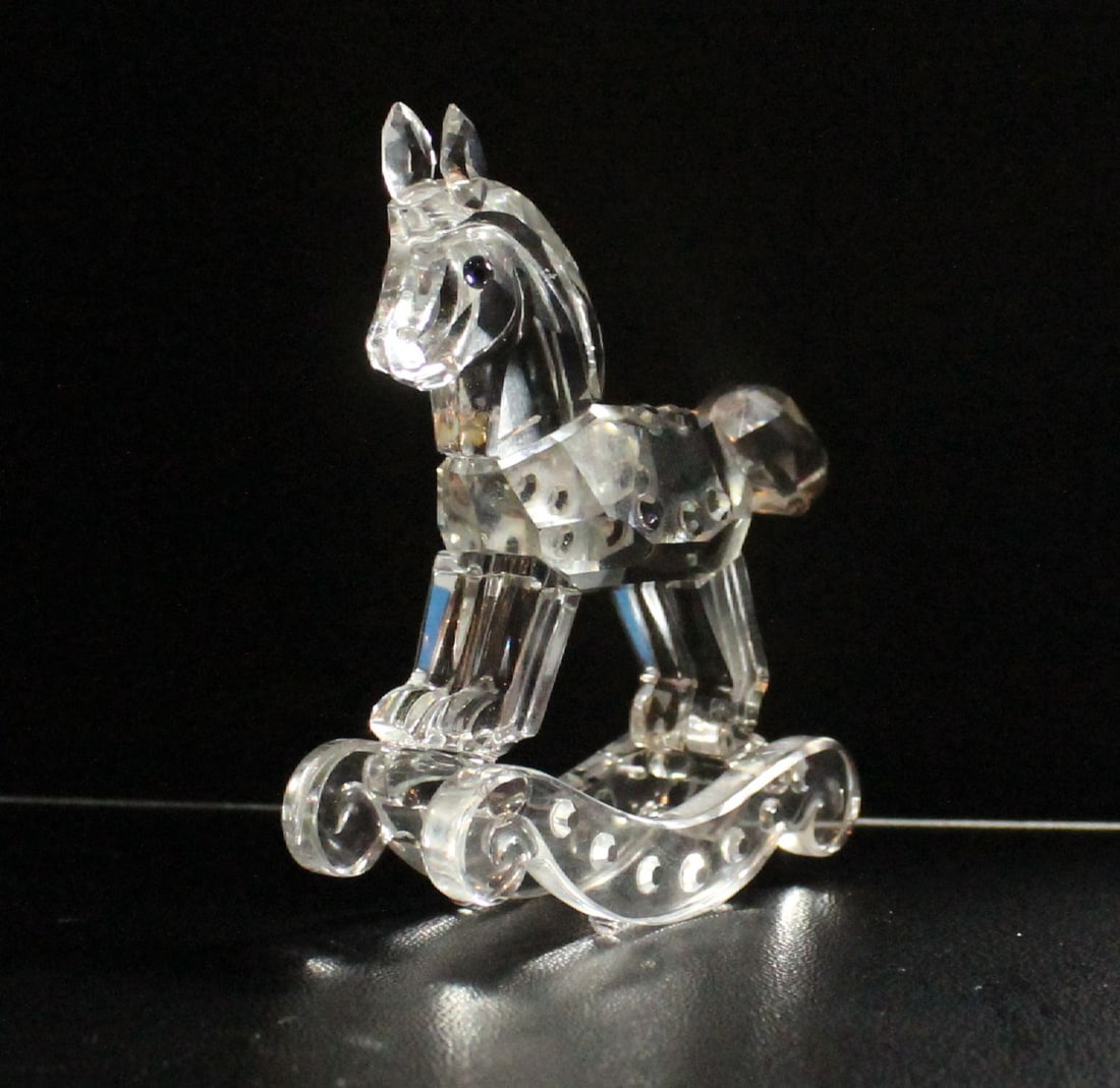 Swarovski Silver Crystal Rocking Horse Ornament: . Size Stands 6.5cms Medium Glass Exhibited Swarovski